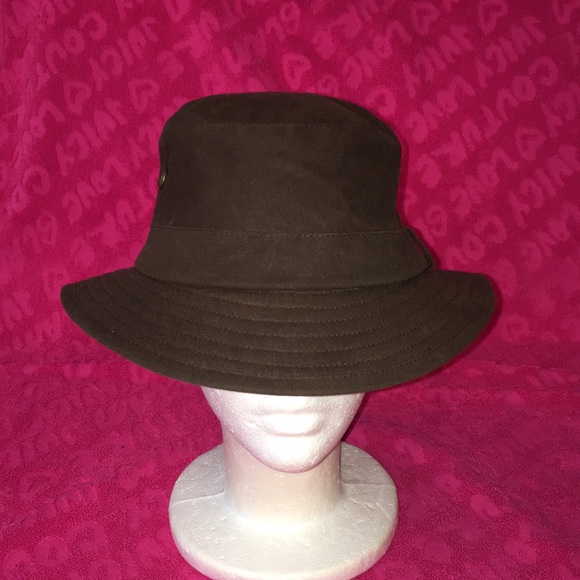 Henschel Hat Co 💯 cotton oil cloth all weather bucket hat rain cap vented USA - Picture 2 of 15